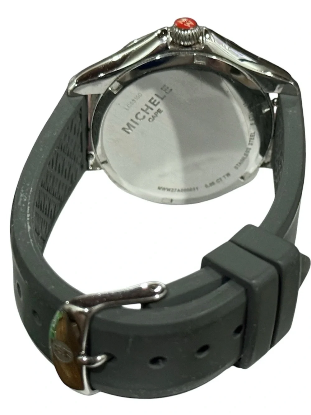 Michele Cape Grey Mist Silver Dial Watch with Gray Strap